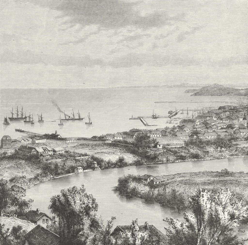 NORWAY. Norwegian Coast. Trondheim c1885 old antique vintage print picture